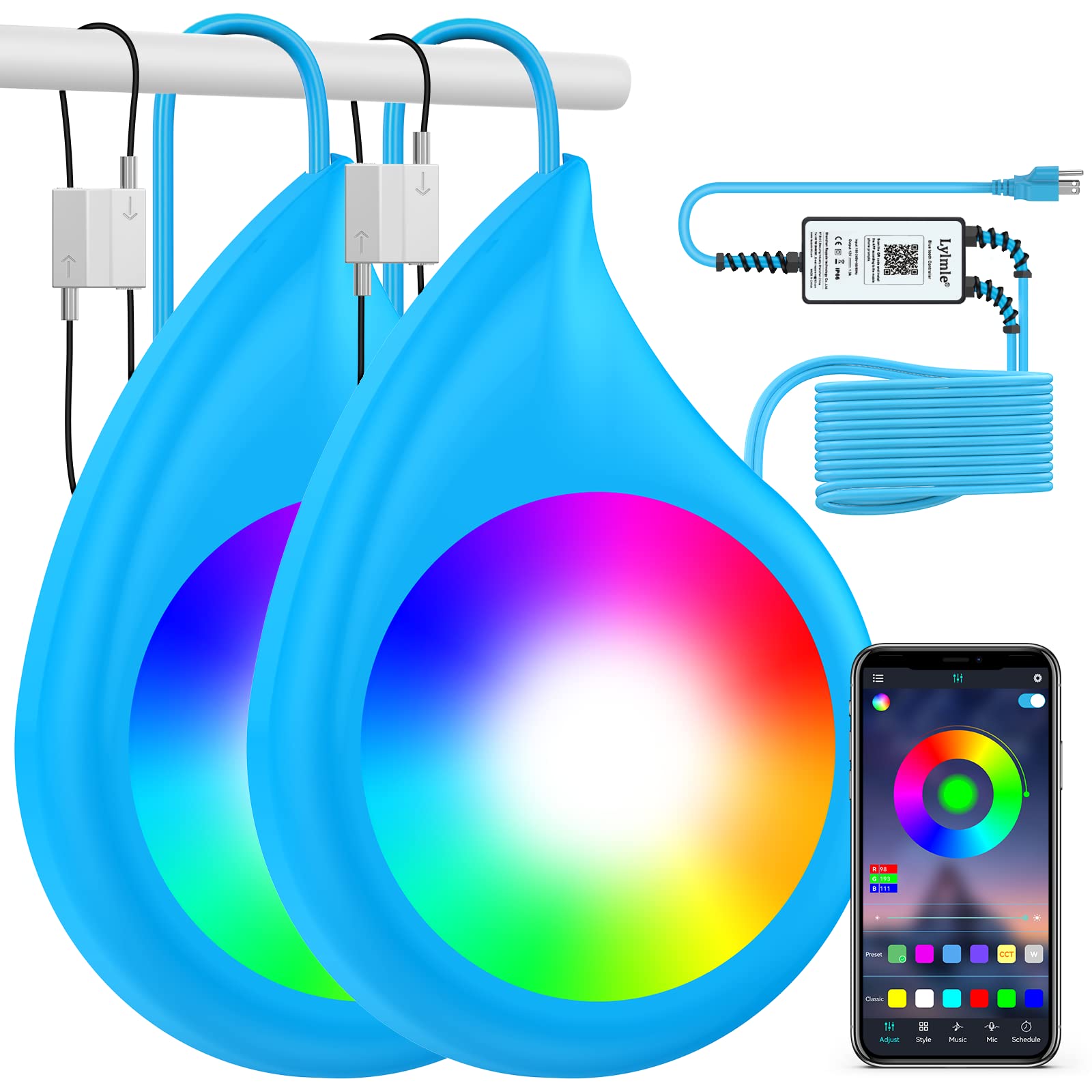 Lylmle Led Pool Lights, 40W Double Light For Giant Pool With 21Ft Cord For Each Light, 12V Smart Magnetic Lamp With App Control,