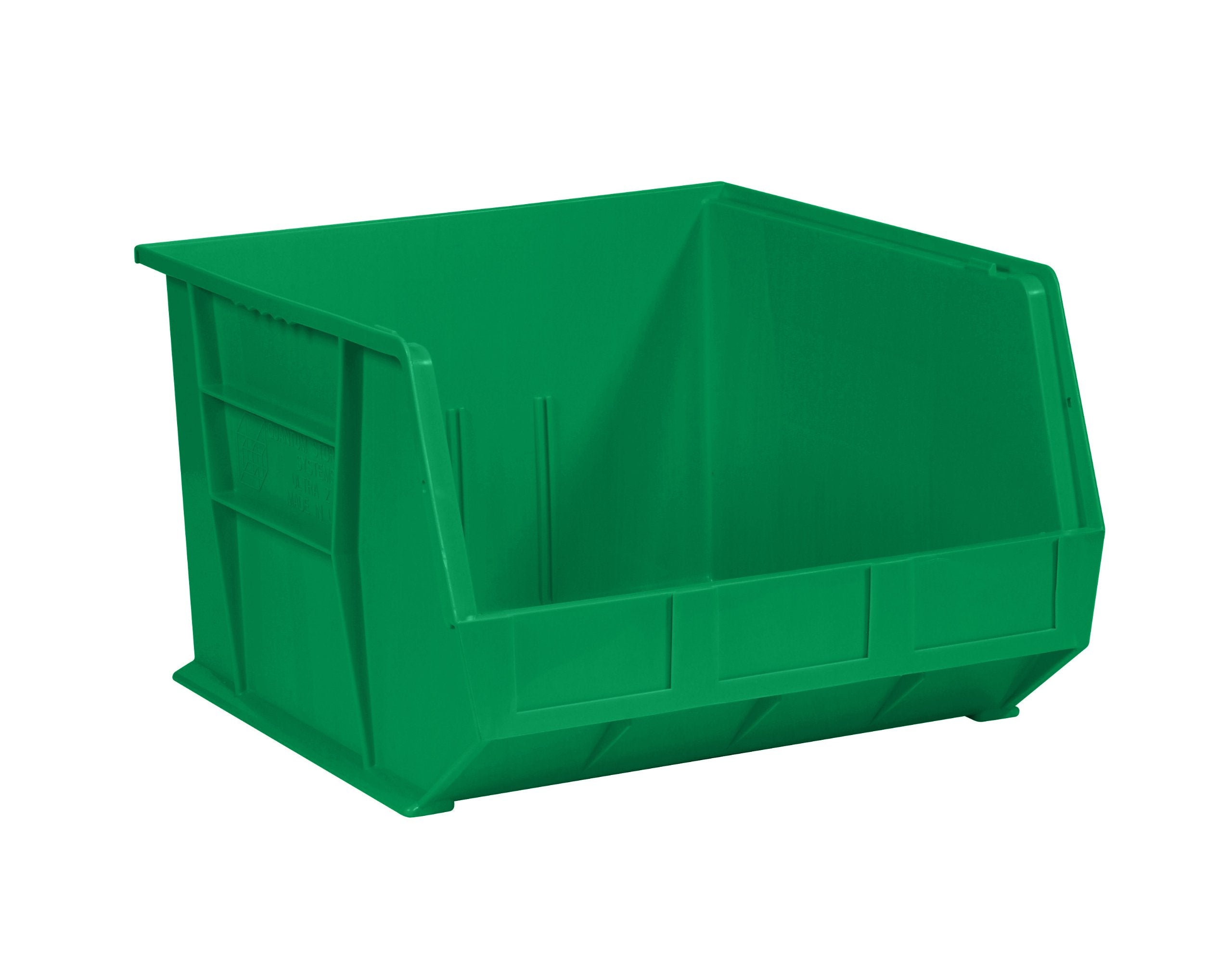 Aviditi Plastic Stack/Hang Storage Bin Containers, 18 X 16-1/2 X 11 Inches, Green, Pack Of 3, For Organizing Homes, Offices, Gar