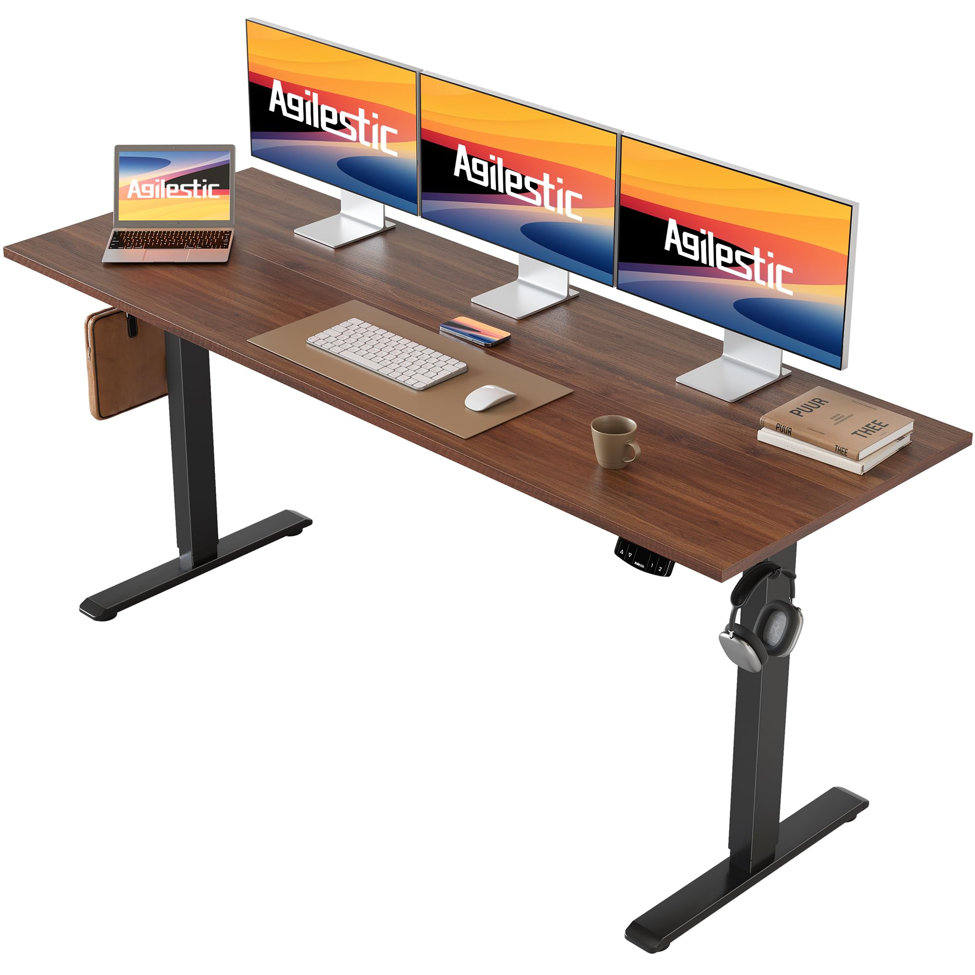 Agilestic Electric Standing Desk, 63 x 24 Inches Height Adjustable Desk, Sit Stand up Desk for Work Office Home, Ergonomic Risin