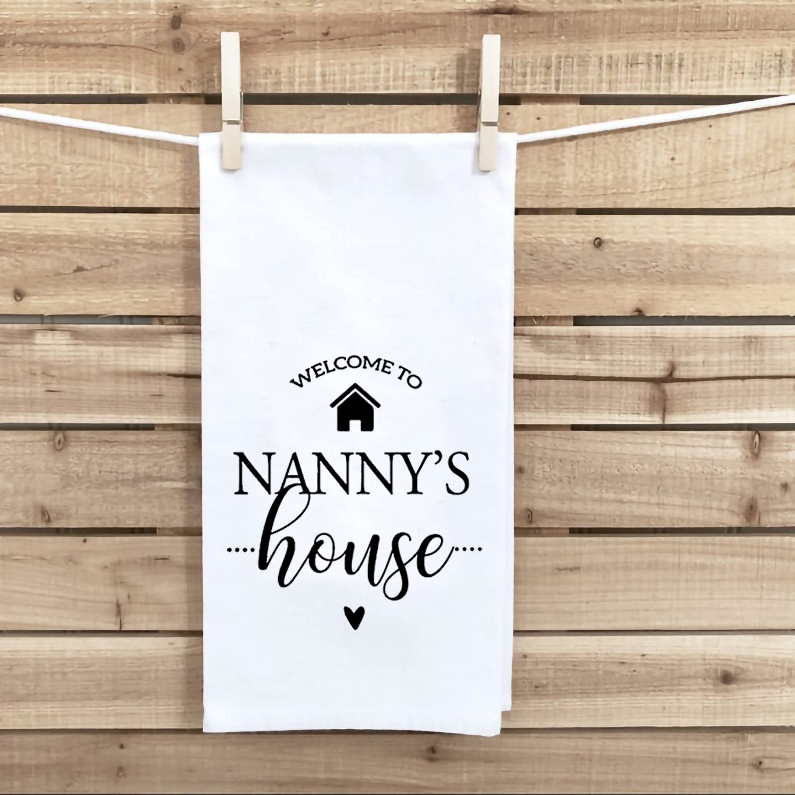 Pxtidy Nanny Tea Towel Mothers Day Tea Towel Nanny Nan Gift Grandma Gift Nanny Housewarming Gift (Nanny'S House Towel)