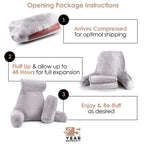 Nestl Reading Pillow Large Bed Pillow, Back Pillow For Sitting In Bed Shredded Memory Foam Chair Pillow, Reading & Bed Rest Pillows Grey Lavender Back Pillow For Bed, Bed Chair Arm Pillow With Pockets