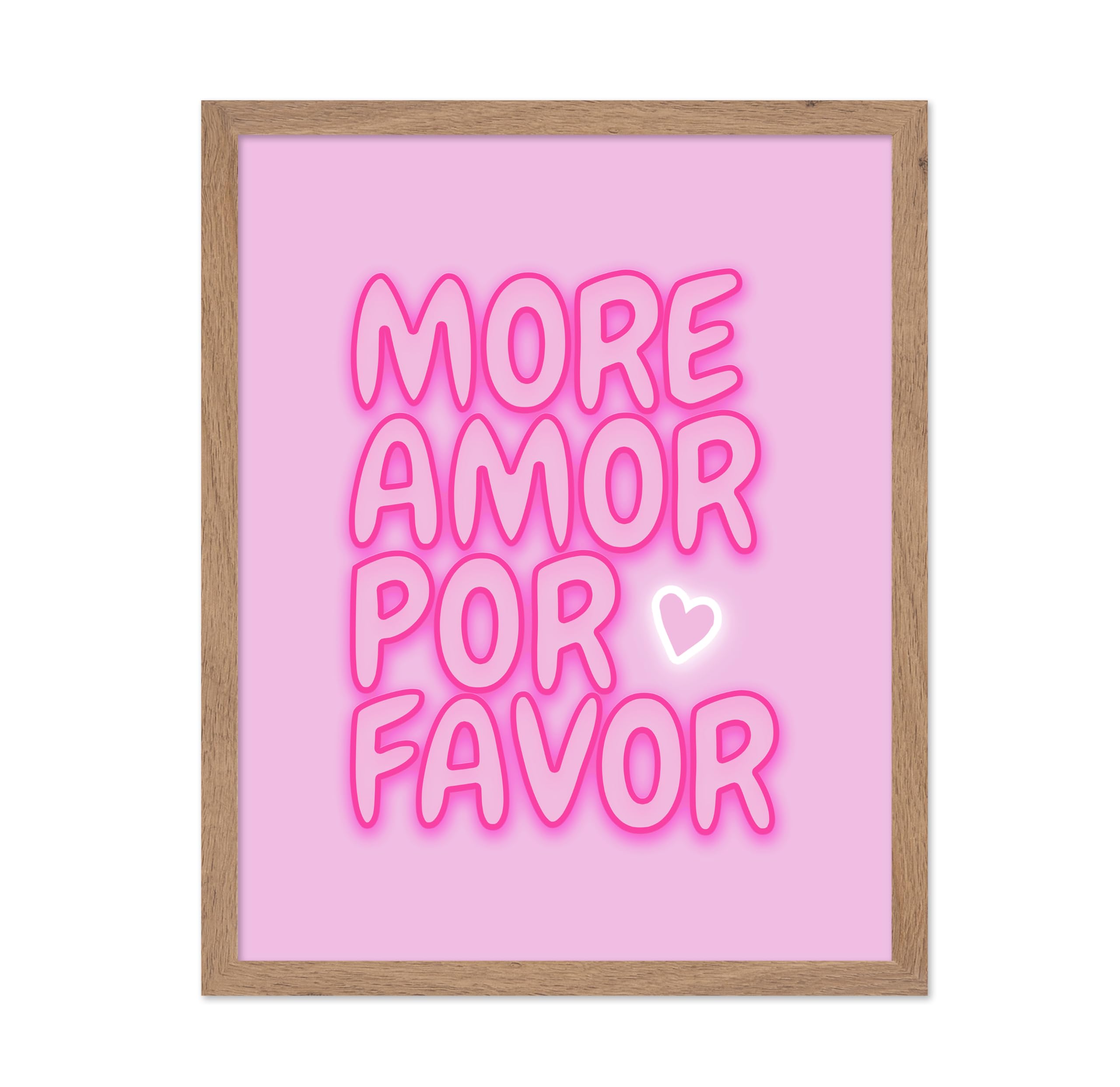 Poster Master More Amor Por Favor Poster - More Amor Por Favor Quote Print - Neon Quote Art - Gift for Him, Her, Lovers - Pink W