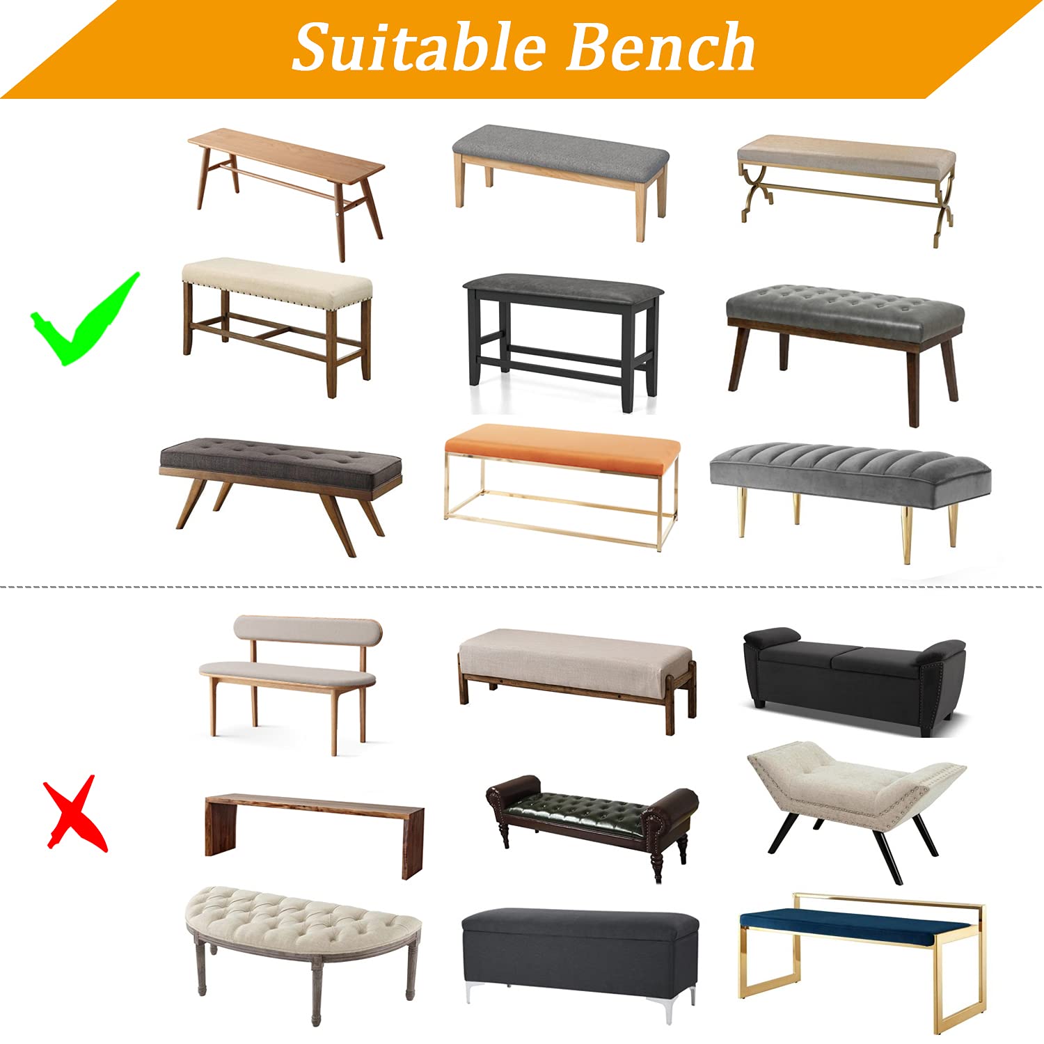 Fuloon Stretch Bench Cover for Dining Room, Anti-Dust Removable Cushion Protector, Brown Seat Cover for Kitchen, Hotel, Banquet