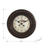 Monarch Specialties I 9046 Clocks, 20' Round, Wall Clock, Antique Brown, Transitional