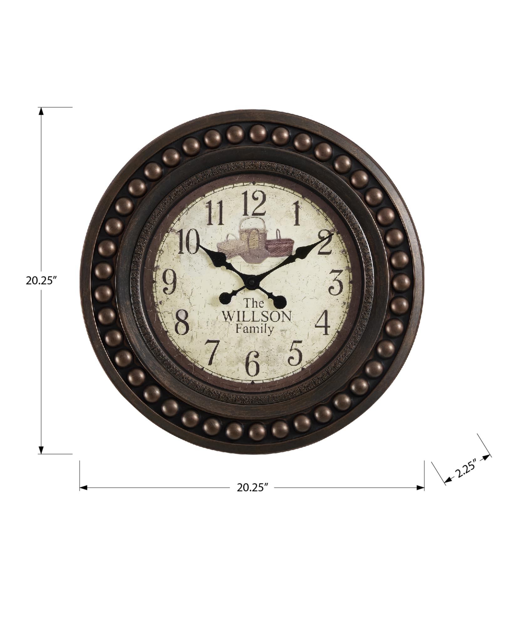 Monarch Specialties I 9046 Clocks, 20' Round, Wall Clock, Antique Brown, Transitional