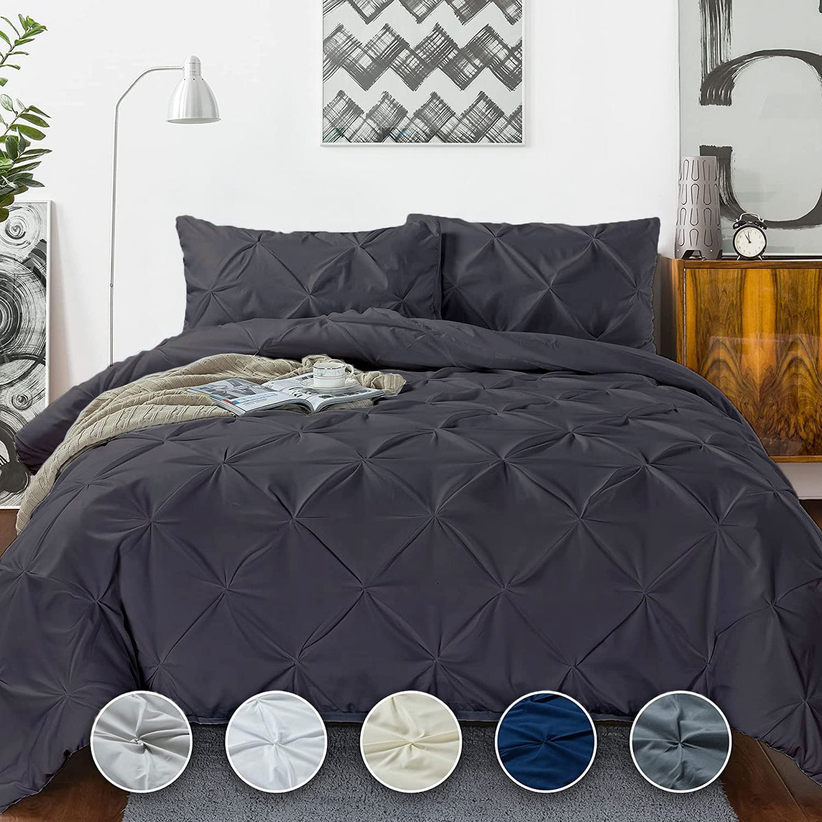 Crown Collection Luxuriate Hotel 1000-Tc Hypoallergenic Ultra Soft 100% Egyptian Cotton 98X108 Inch Super King Size Dark Gray So