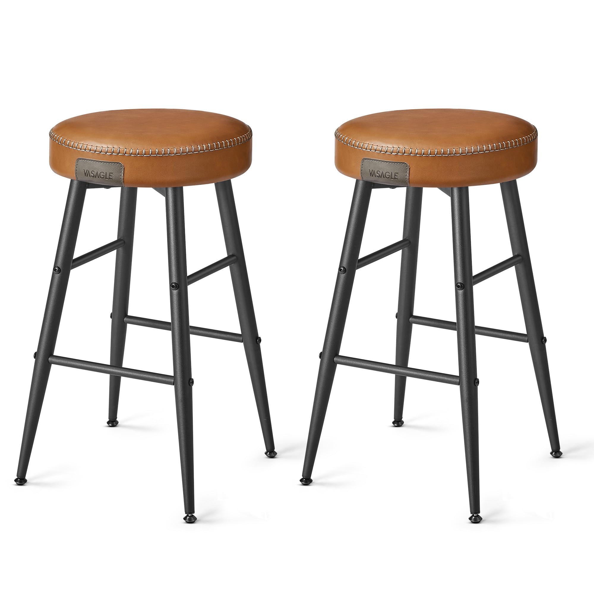 Vasagle Ekho Collection - Bar Stools Set Of 2, Counter Height Bar Stools, Kitchen Counter Stools, Mid-Century Modern Backless Counter Stools, 24.8-Inch Tall, Kitchen Island Home Bar, Ink Black