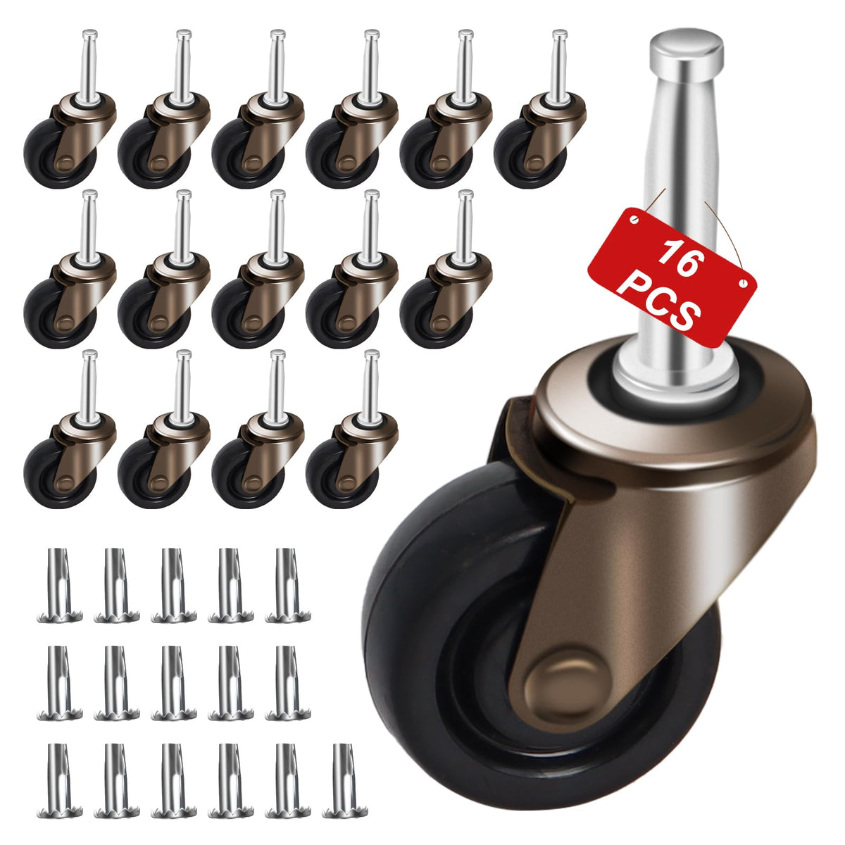 Antique Casters Wheels 1-5/8' With Stem Socket Replacement For Furniture Legs Chairs Small Sofa Office Decorative Casters For H