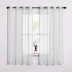 Nicetown Sheer Curtains 63 Long - Ring Top Solid Voile Window Draperies For Bedroom/Home Decor/Kitchen/Living (Light Gray, Set O