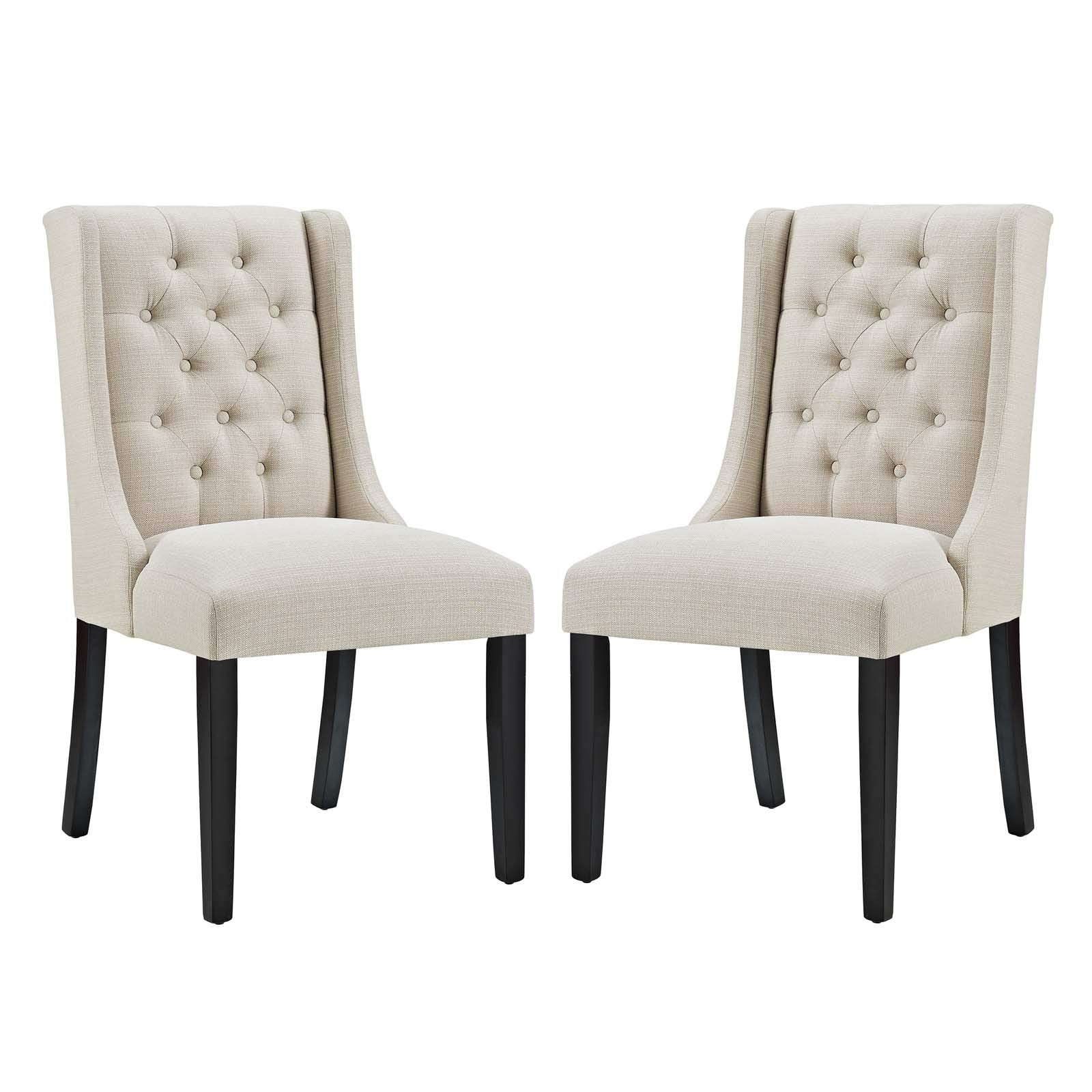 Modway Baronet Modern Tufted Upholstered Fabric Parsons Two Kitchen And Dining Room Chairs In Beige