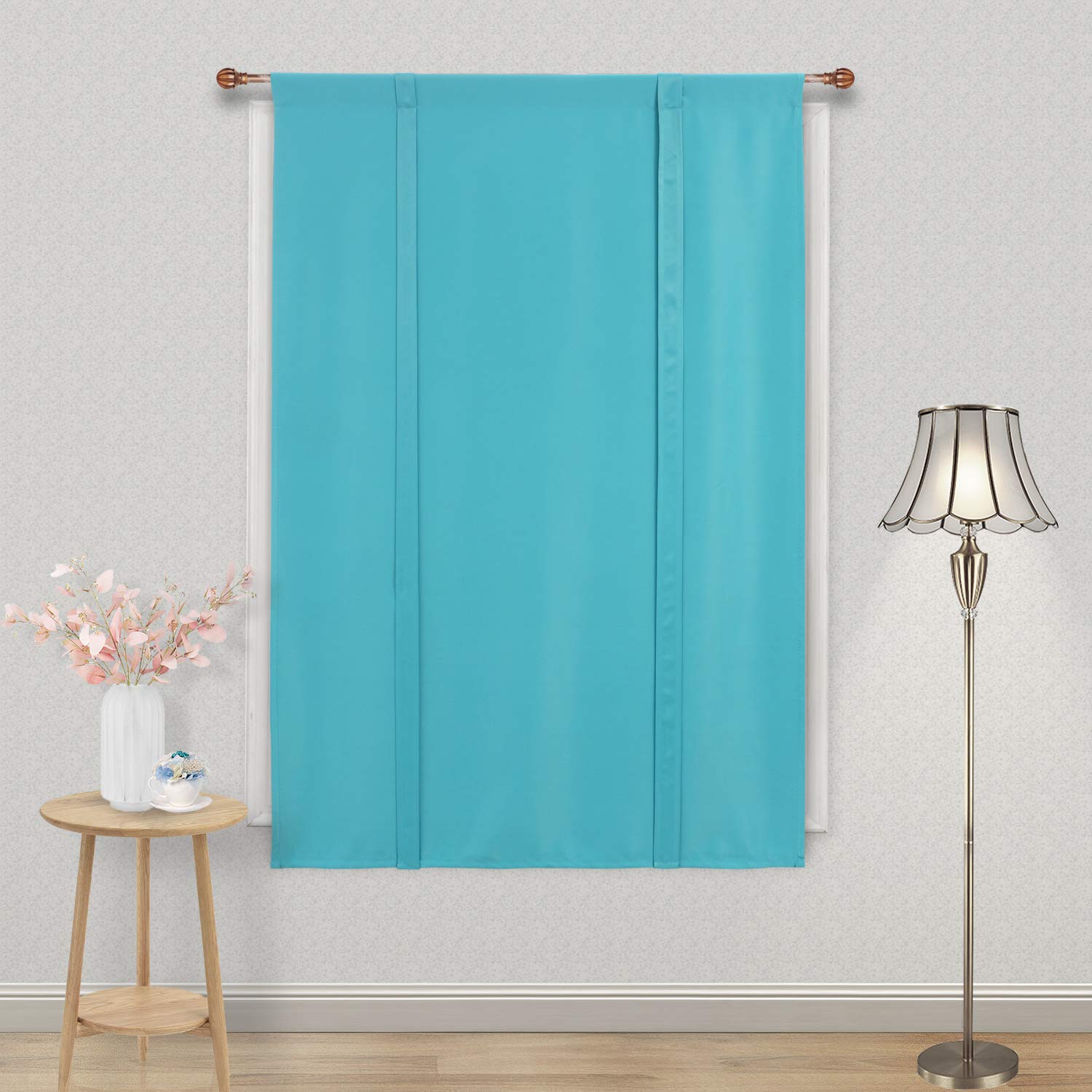 Dwcn Tie Up Curtain-Thermal Insulated Room Darkening Blackout Curtains For Livingroom, Bedroom And Dining Room, Turquoise, W42 X