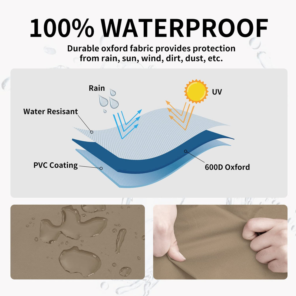 Easy-Going Waterproof Outdoor Lounge Chair Cover, Heavy Duty Patio Couch Cover, Windproof Outdoor Furniture Cover With Air Vent (2 Pack-33.5Wx31.5Dx36H Inch, Camel/Dark Brown)