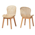 Baxton Studio Sabelle Japandi Rattan Dining Chair, Natural Brown, 2/Set (232-2P-12831-HT)