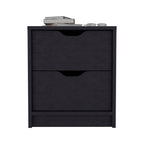 Double Drawer Nightstand 19" H, Bedside Table, Black