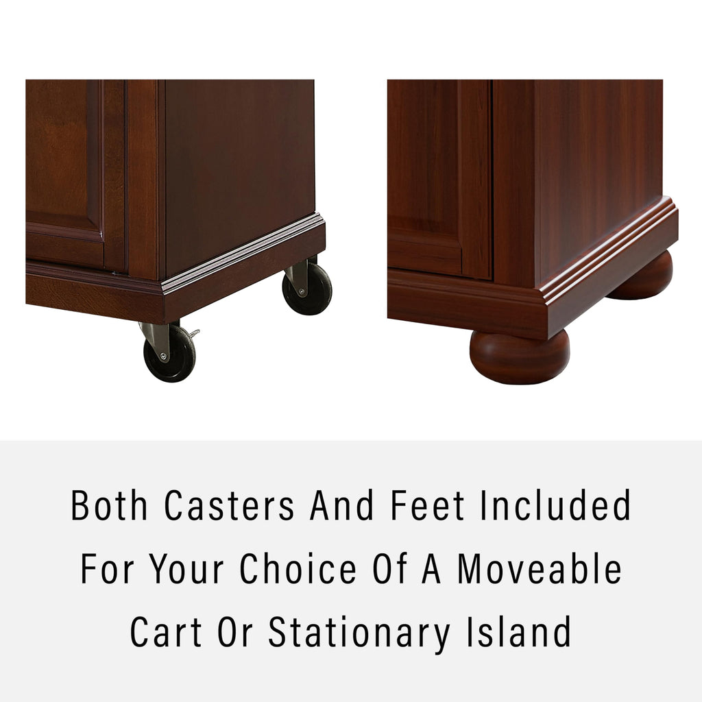 Crosley Furniture Alexandria Wood Top Small Portable Rolling Kitchen Island Storage Cart, Microwave Stand, Mahogany