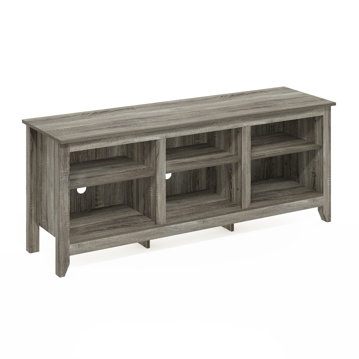 Furinno Jensen Tv Stand With Shelf, 65-Inch, French Oak Grey