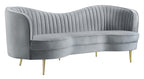 Coaster Home Furnishings Sophia Upholstered Sofa with Camel Back Grey and Gold