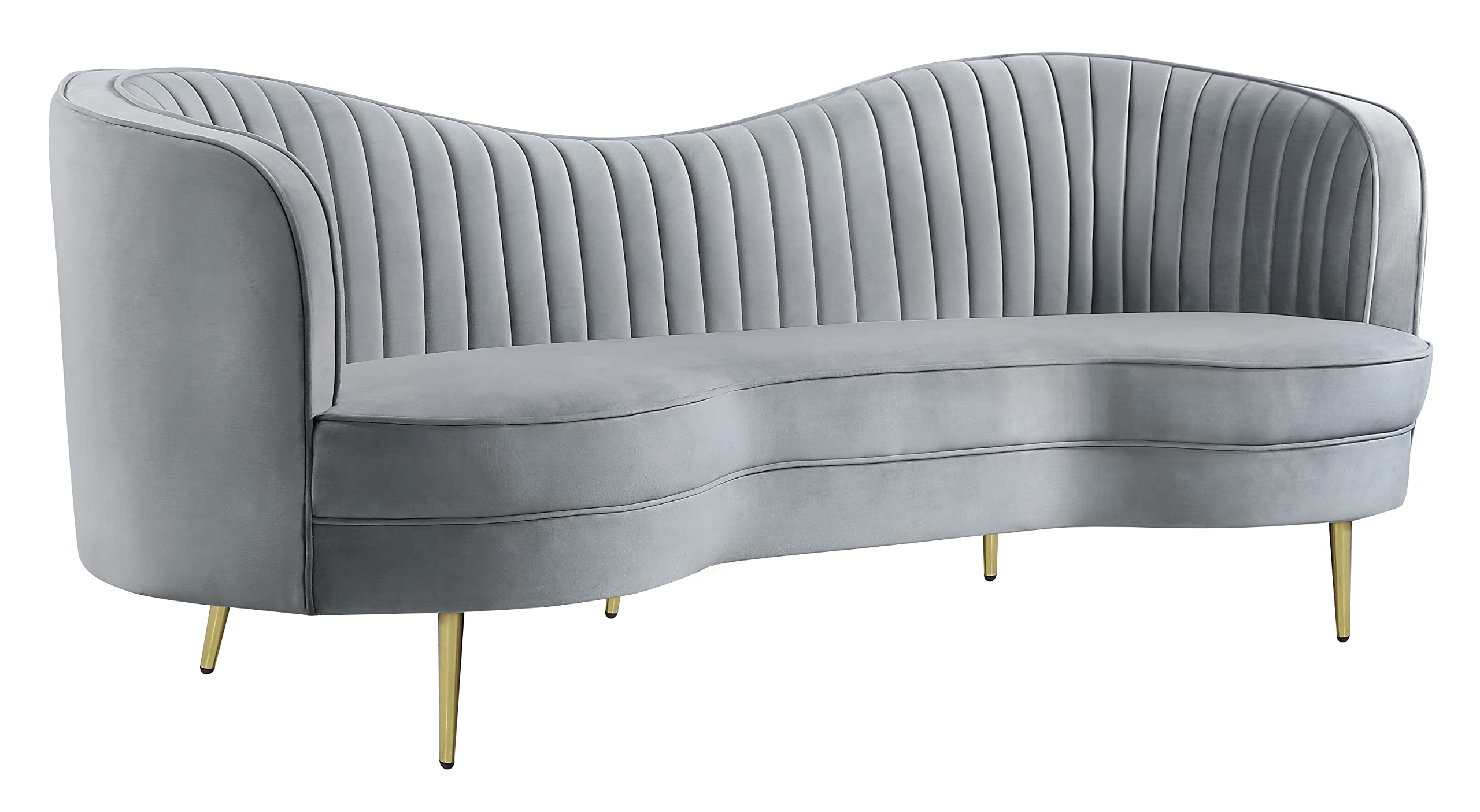 Coaster Home Furnishings Sophia Upholstered Sofa with Camel Back Grey and Gold