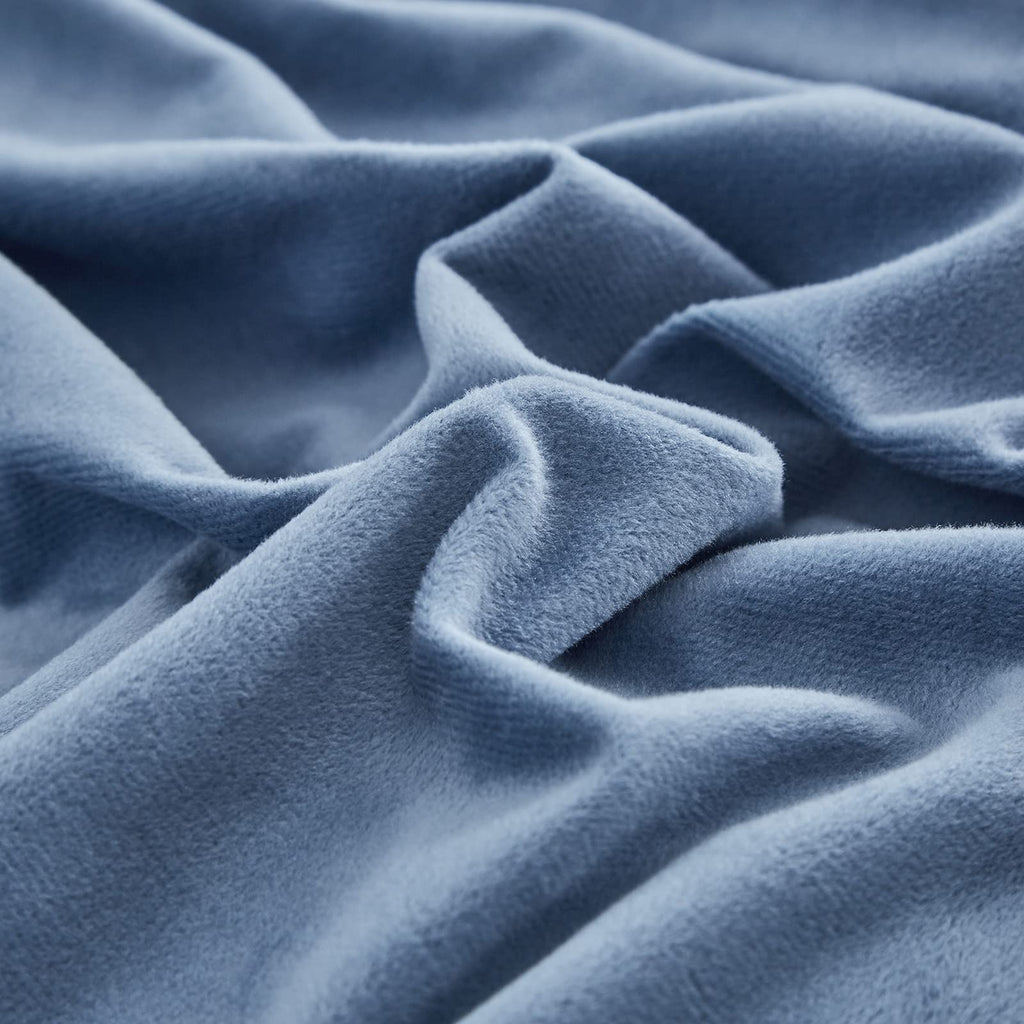 Clothknow Blue Velvet Queen Comforter Set 3Pcs Fluffy Bedding Comforter Sets Soft Lake Blue Comforter Grayish Blue Comforter With 2 X Pillowcases