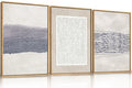 HOURIA Blue White Abstract Neutral Framed Canvas Wall Art Set,Minimalist Boho Lines Wall Decor,Modern Neutral Art Print,Mid Cent