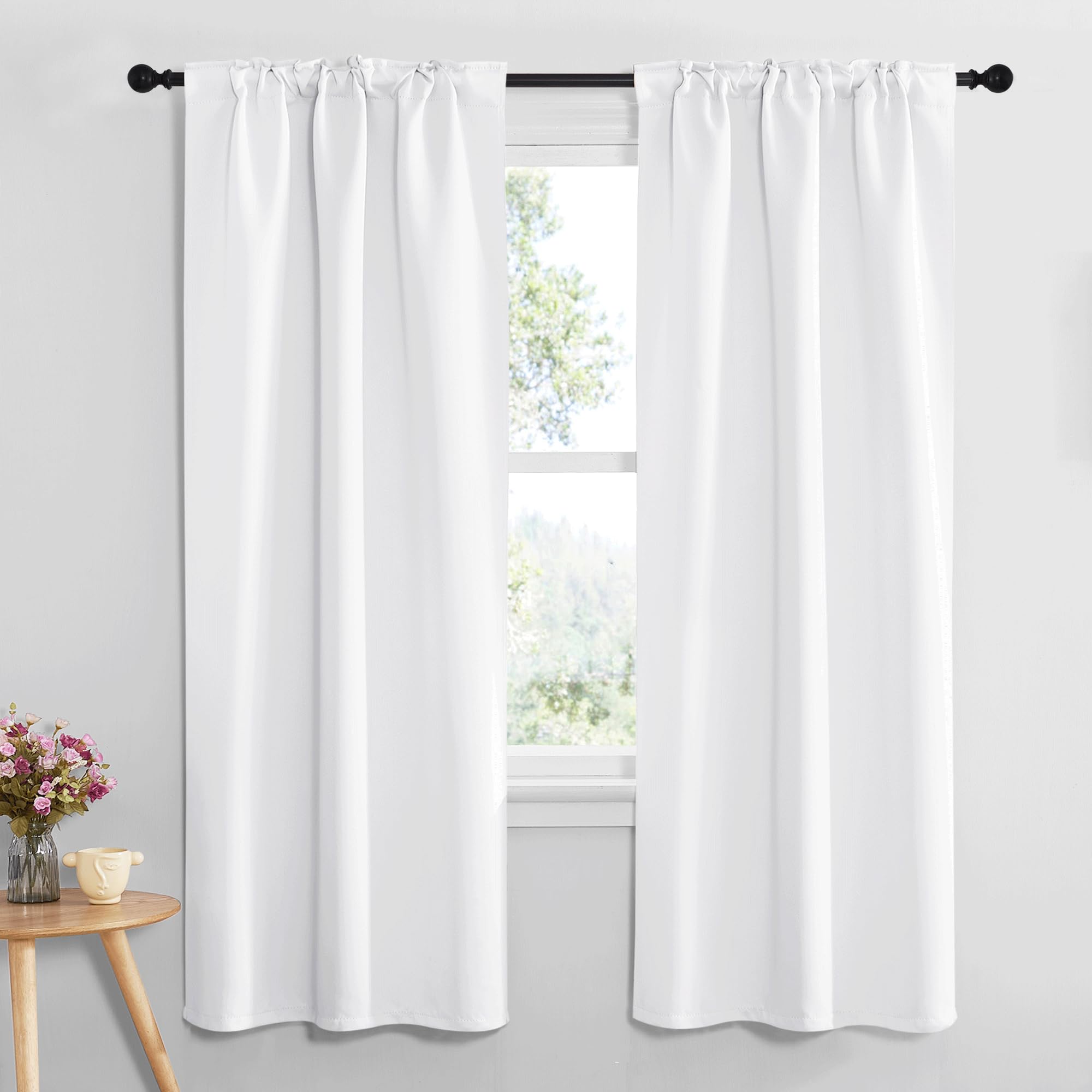 Nicetown Living Room Curtains - (White Color) W34 X L72, Set Of 2, Home Decor Modern Drapery Panels For Office/School/Hospital Window