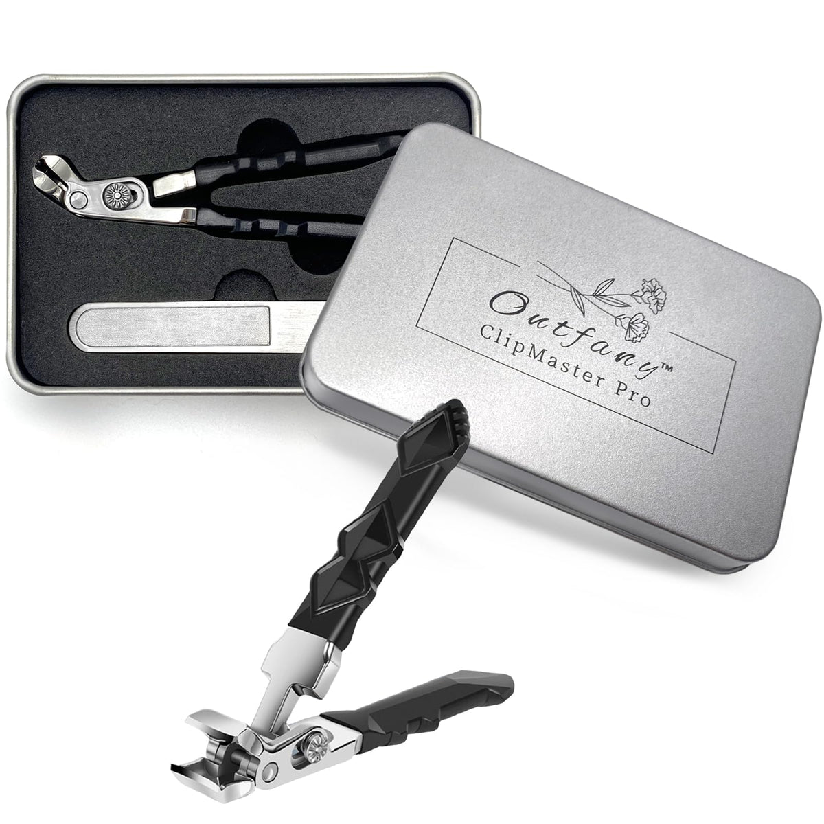 Outfany ClipMaster Pro Nail Clippers Angled Head Nail Clippers for Seniors - Ergonomic Toenail Clipper for Thick Nails, Premium 