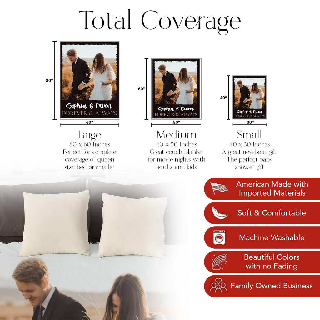 Ships Next Day, Custom Blanket With Picture And Text - Printed In Usa, Personalized Photo Blanket With Text (Fleece 50X60)