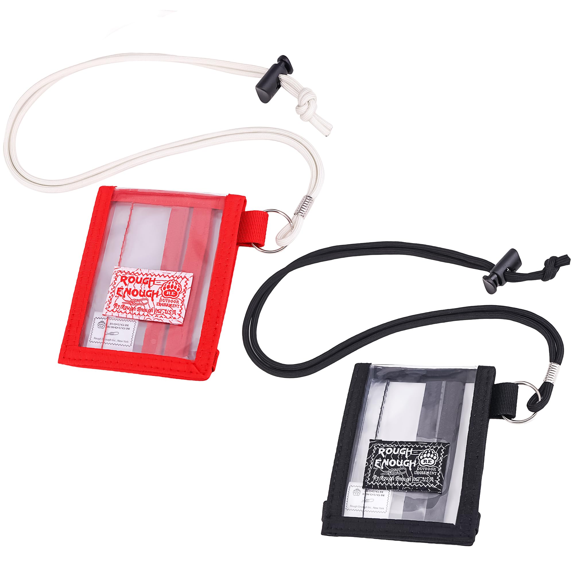 Rough Enough Lanyard Wallet Id Badge Holder Clear Plastic Card Holder Wallet Men Women School Teacher Office Staff 2 Pack Black