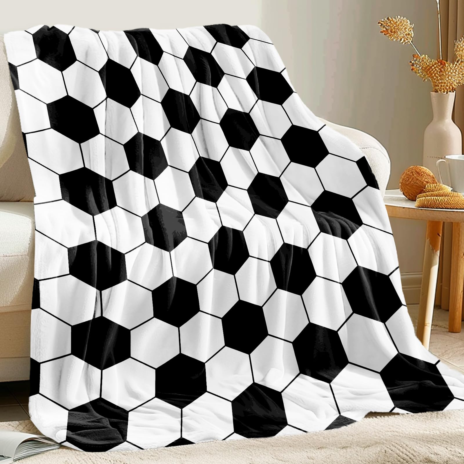 KING DARE Soccer Blanket - Soft Fleece Throw for Kids, Unique Soccer Gifts for Boys & Girls 6-12, 40x50 Inch