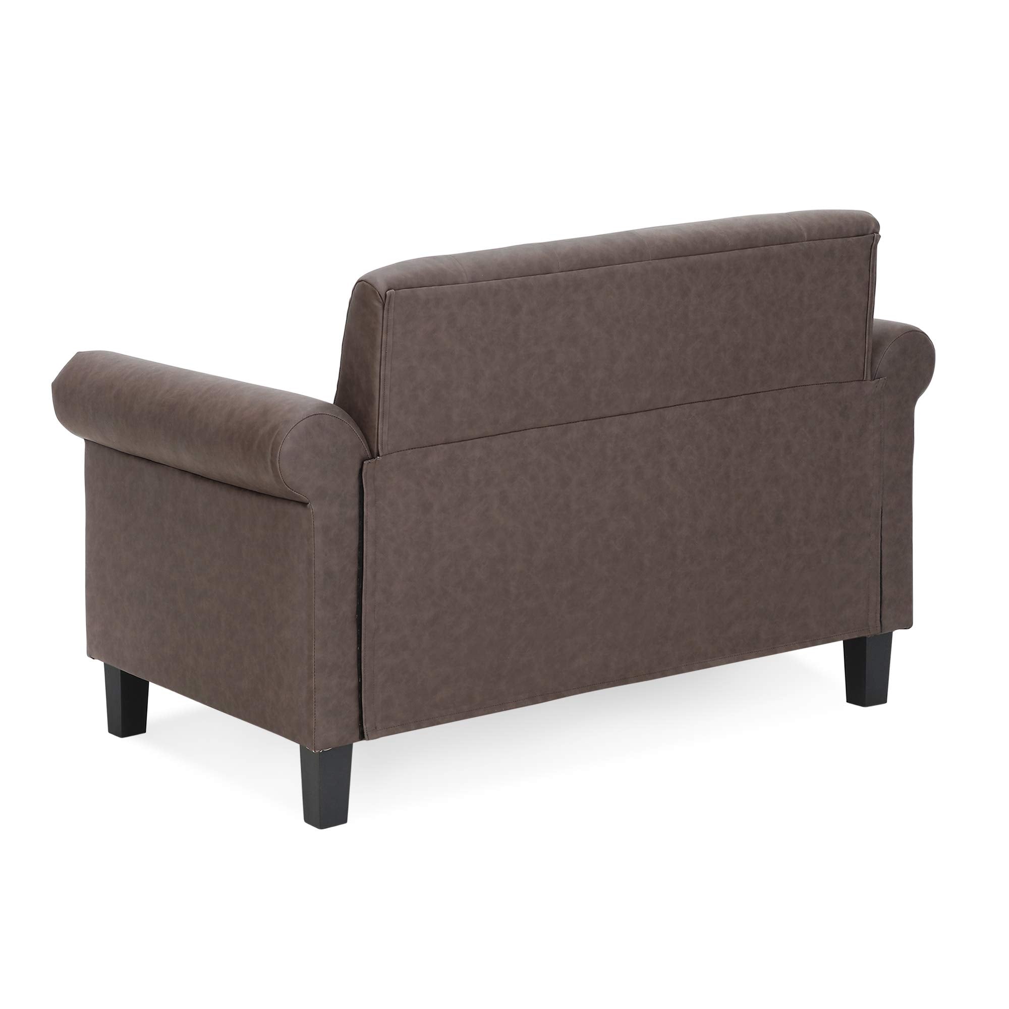 Furinno Bastia Vintage Modern Chesterfield Button Tufted Loveseat/Sofa Couch For Living Room, Brown Faux Leather
