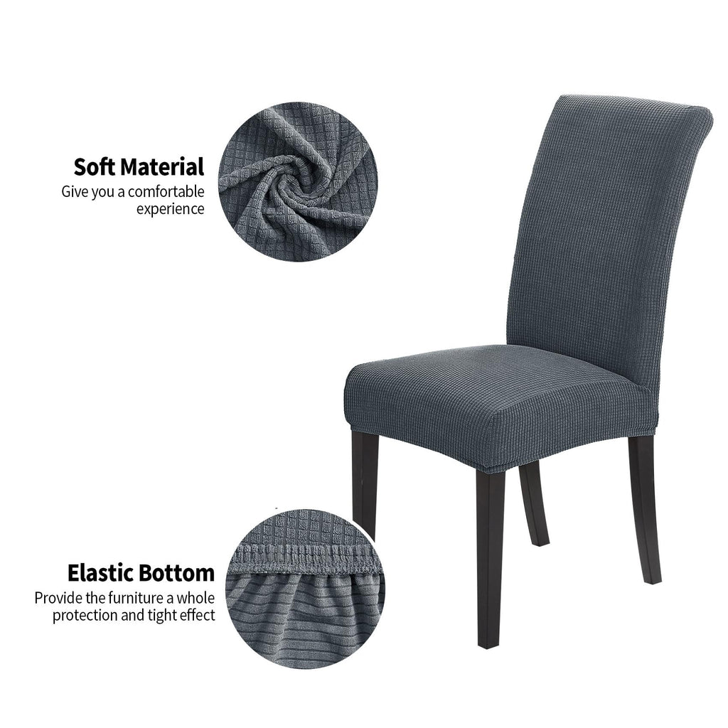 Joccun Chair Covers For Dining Room Set Of 2,Water Repellent Dining Chair Slipcovers Stretch Dining Room Chair Covers Seat Protector,Washable Parsons Chair Cover For Home,Hotel,Banquet(Gray,2 Pack)