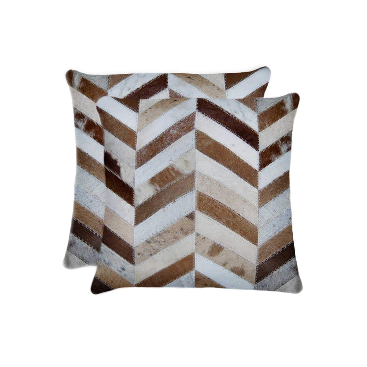 HomeRoots & Natural 2-Pack Cowhide, Microsuede, Polyfill 18'' X 18'' X 5'' 2 Pcs Modern and Natural Torino Chevron Pillow