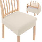 Smiry Stretch Jacquard Seat Covers For Dining Room Chairs Set Of 4, Removable Washable Chair Seat Protector Slipcovers, No Rear Covers, Beige