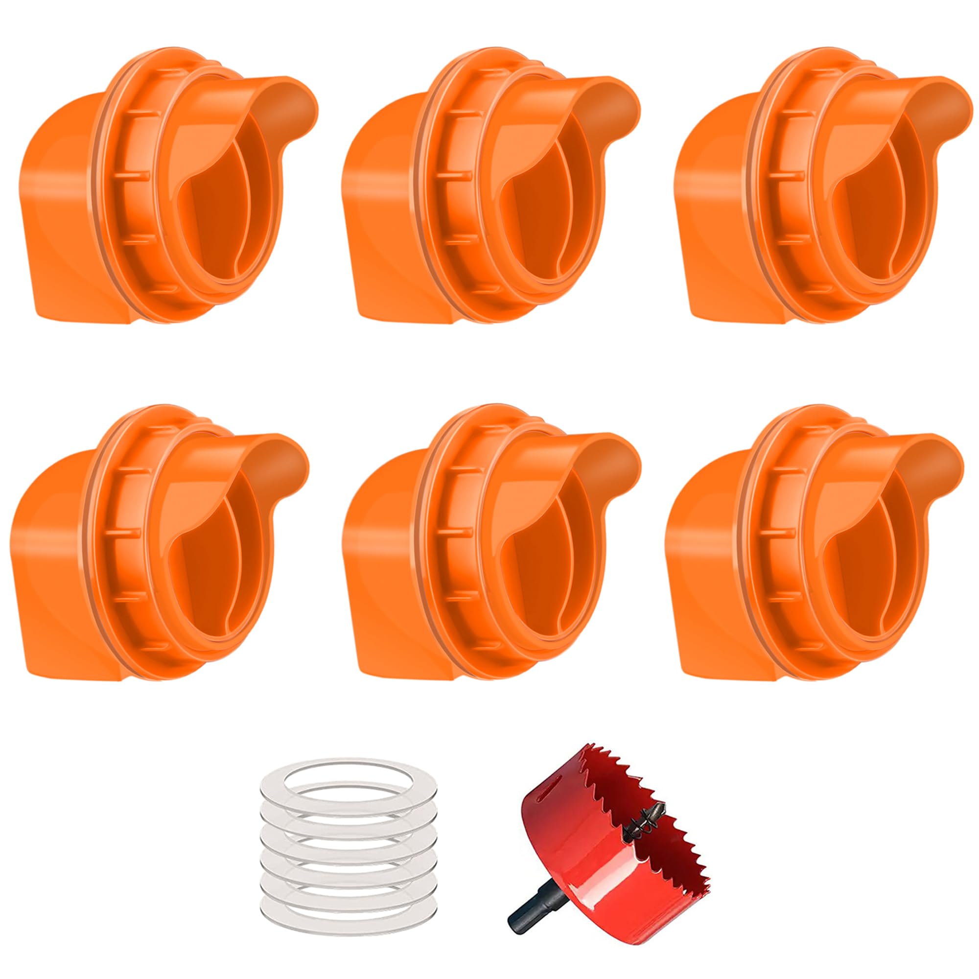 Zenxyhoc Chicken Feeders No Waste, Diy Automatic Poultry Feeder 4 Ports 1 Hole Saw With Covers Gravity Feed Kit For Buckets Barr