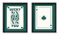 Poster Master 2-Piece Minimalist Poster - Retro Trendy Print - Queen of Hearts, Ace of Spades, Lucky You, Green - Gift for Artis