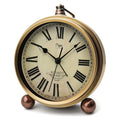 Maxspace Table Clock, Golden Metal Retro Non-Ticking Alarm Clock for Bedroom, Vintage Battery Operated Silent Quartz Movement HD