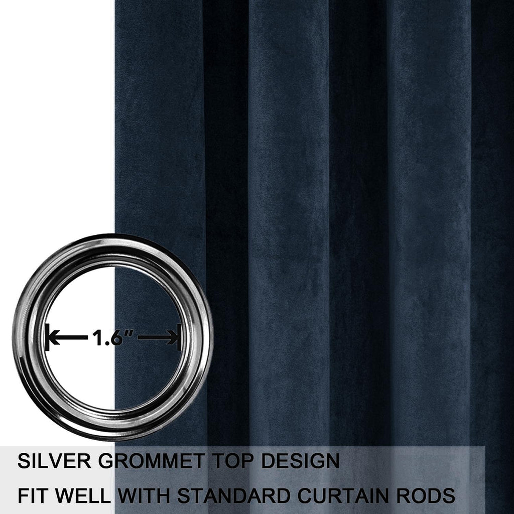 Smiletime Navy Blue 96 In Long Velvet Curtains With Grommet, Thermal Insulated Super Soft Privacy Noise Reducing Light Blocking