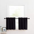 Nicetown Black Small Window Curtians For Rv Camper, Thermal Insulated Adjustable Length Blackout Curtain Tiers Window Treatment