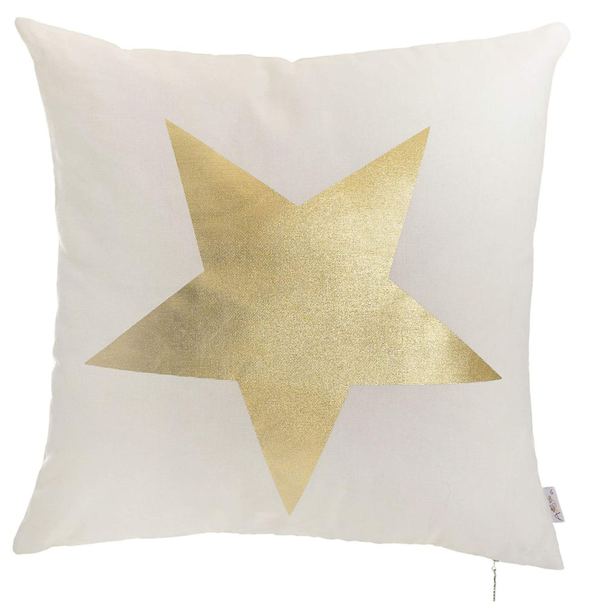 HomeRoots Multi Polyester 18'x 18' Happy Square Star Printed Decorative Throw Pillow Cover Pillowcase