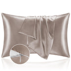 Bedelite Satin Pillowcase With Zipper, Rose Taupe Pillow Cases Queen Size Set Of 2, Super Soft And Cooling Similar To Silk Pillo