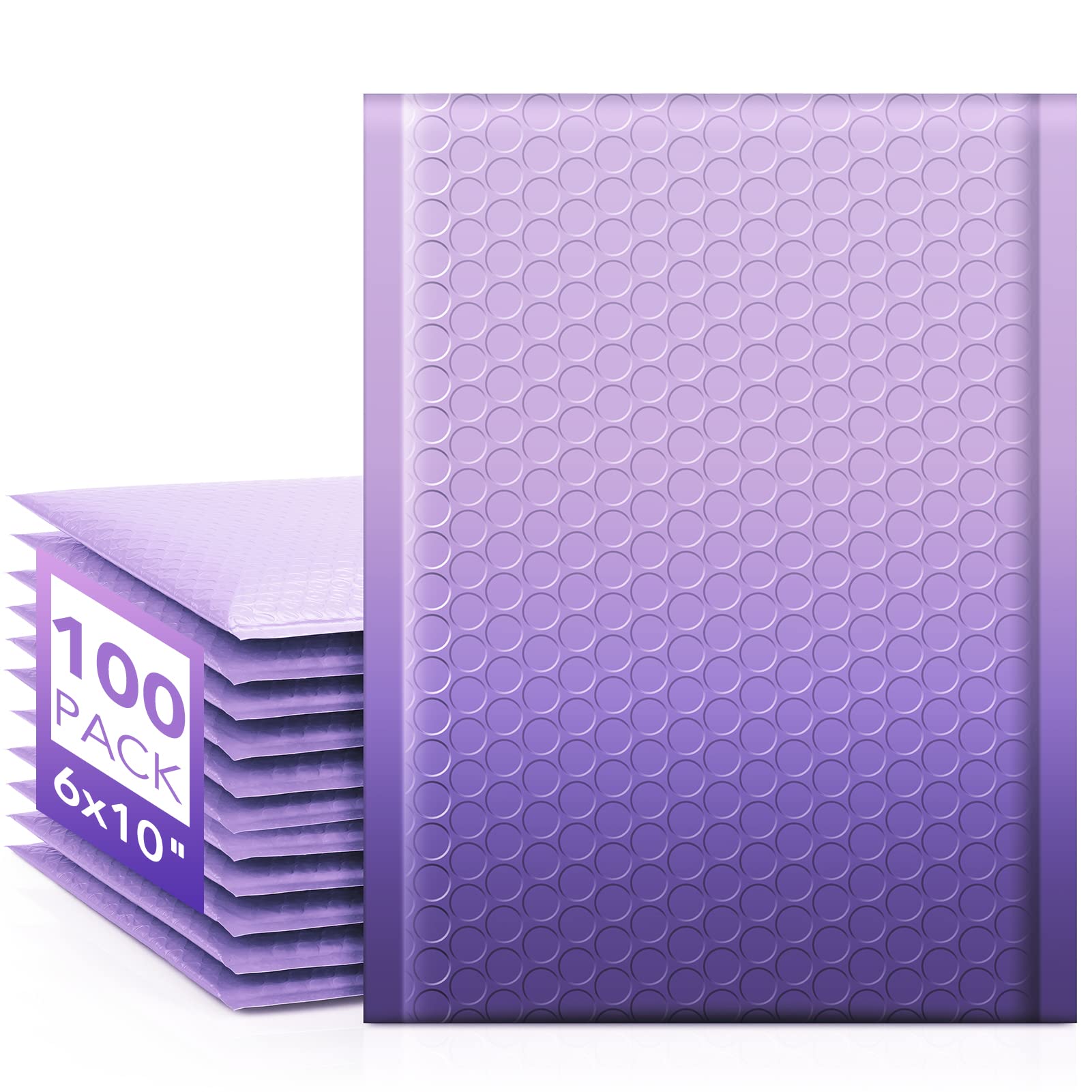 Fuxury Opaque Bubble Mailers 6X10 Inch 100 Pack Gradient Purple Cute Design Padded Envelopes Strong Adhesion Pattern Bubble Ship