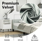 vidaXL Velvet Bed Frame Platform Bed, Scandinavian Style/Slats Support/No Box Spring Needed/Without Mattress/Easy Assembly, Light Grey Twin Bed