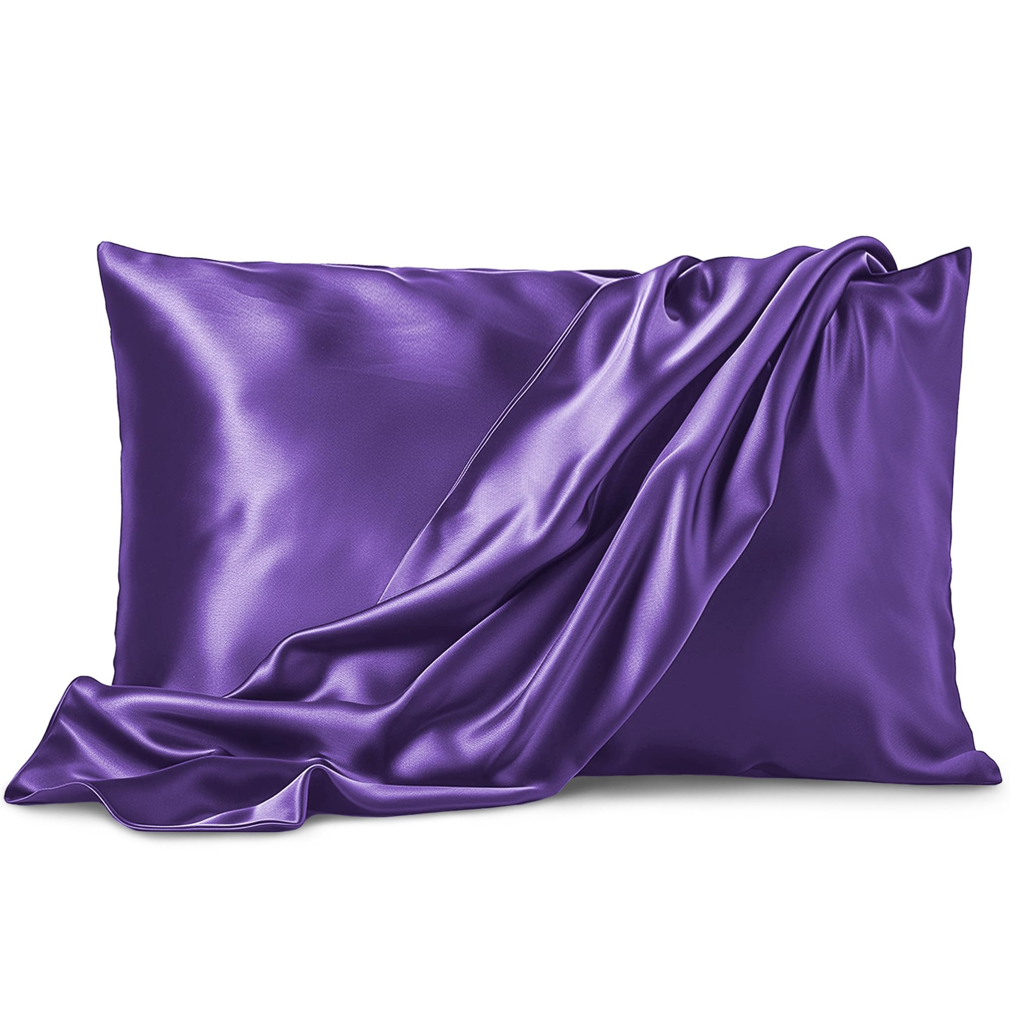 Satin Pillowcase 2 Pack - King Size (20''X40'', Purple) - Silky Pillow Cases For Hair And Skin - Satin Pillow Covers With Envelo