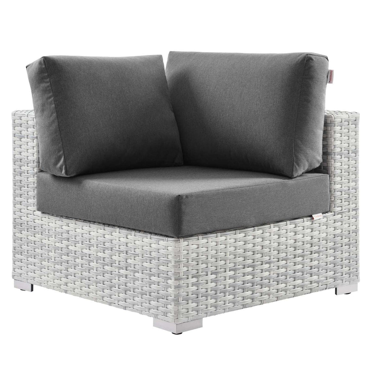 Modway Convene Outdoor Patio Corner Chair, Light Gray Charcoal