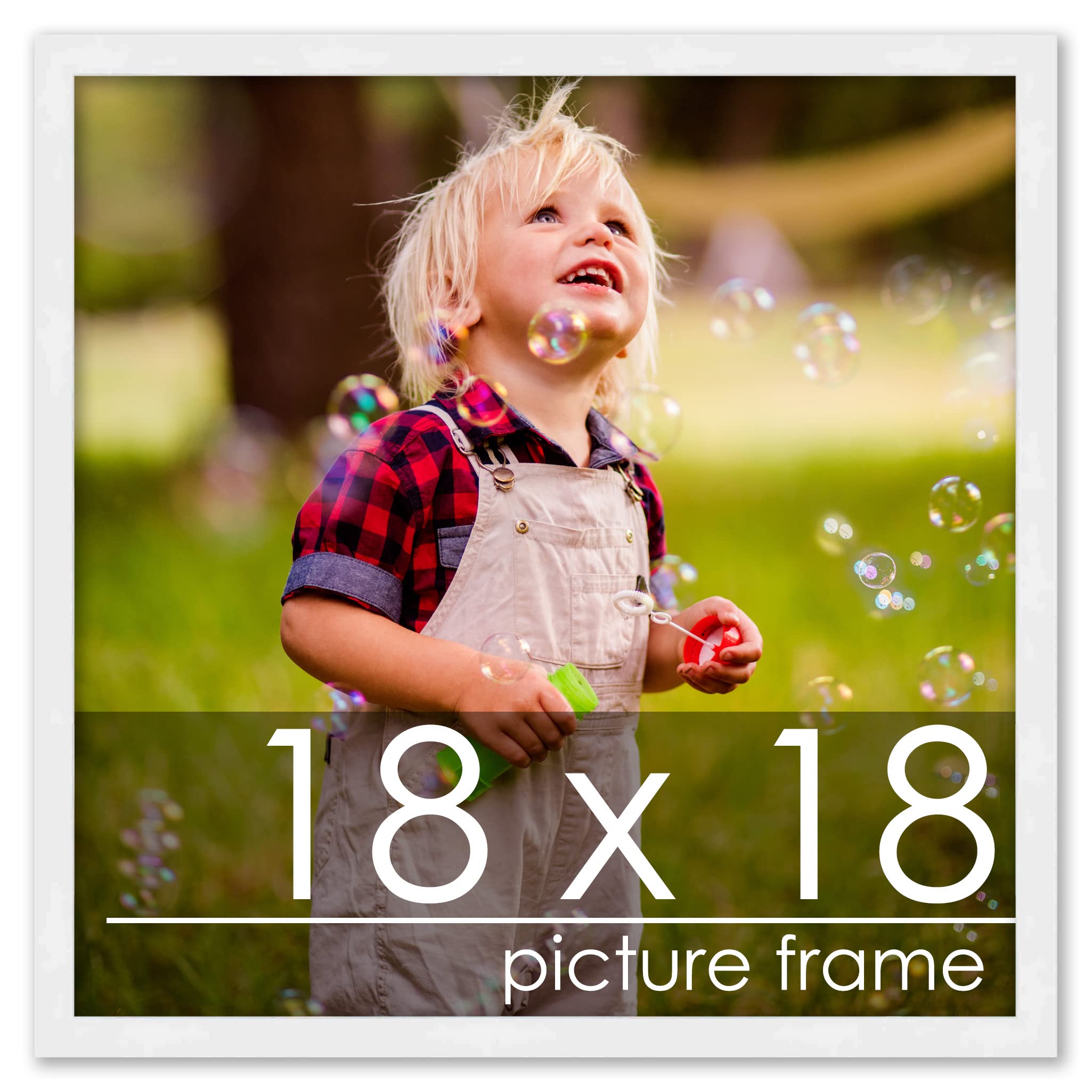 Poster Palooza 18x18 Frame White Solid Pine Wood Picture Frame | Includes UV Acrylic, Foam Board Backing & Hanging Hardware
