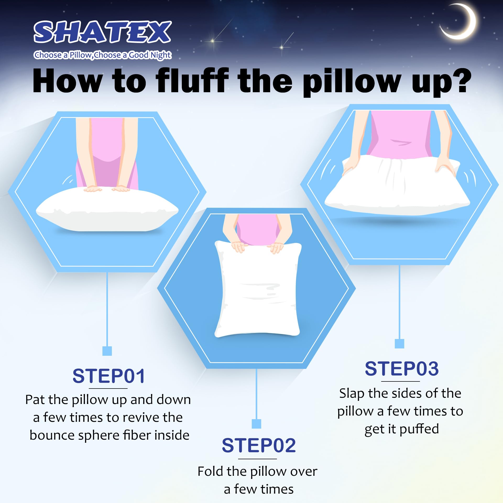 Shatex Medium Firm Pillow, King Size 34 X 20 Inch, Adjustable Pillow For Neck Pain Relief,Back Pillow Provide Strong Support For