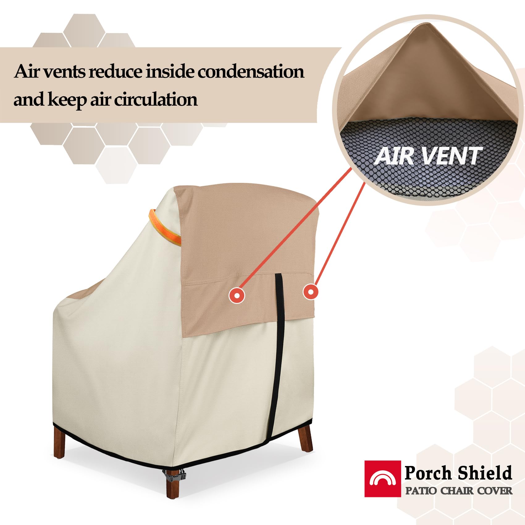 Porch Shield Patio Stackable Chair Covers - Waterproof Outdoor Stack Of Chair Cover - 27W X 33D X 46H Inch, Light Tan & Khaki