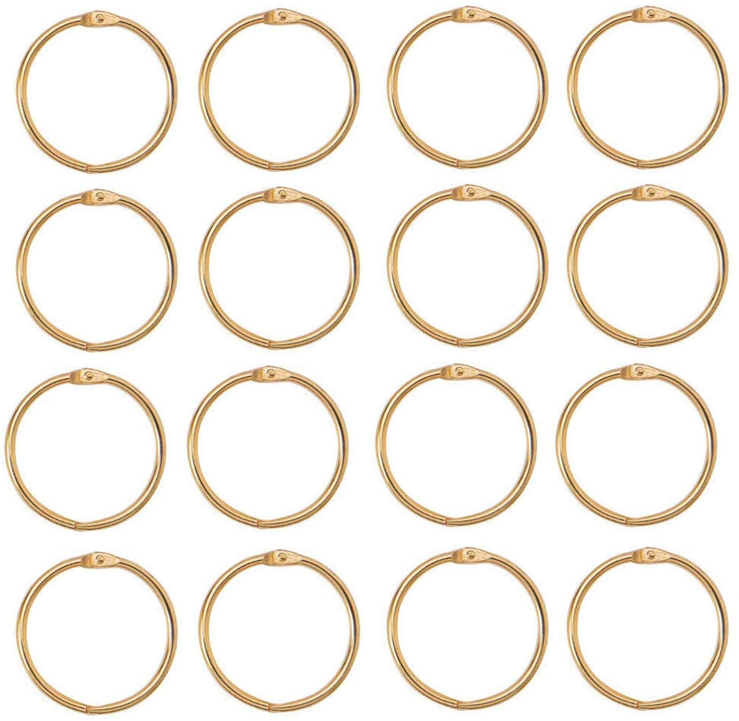 Xmhf 2 Inch (20 Pack) Loose Leaf Binder Rings, Nickel Plated Steel Binder Rings,Keychain Key Rings, Metal Book Rings,Golden, For