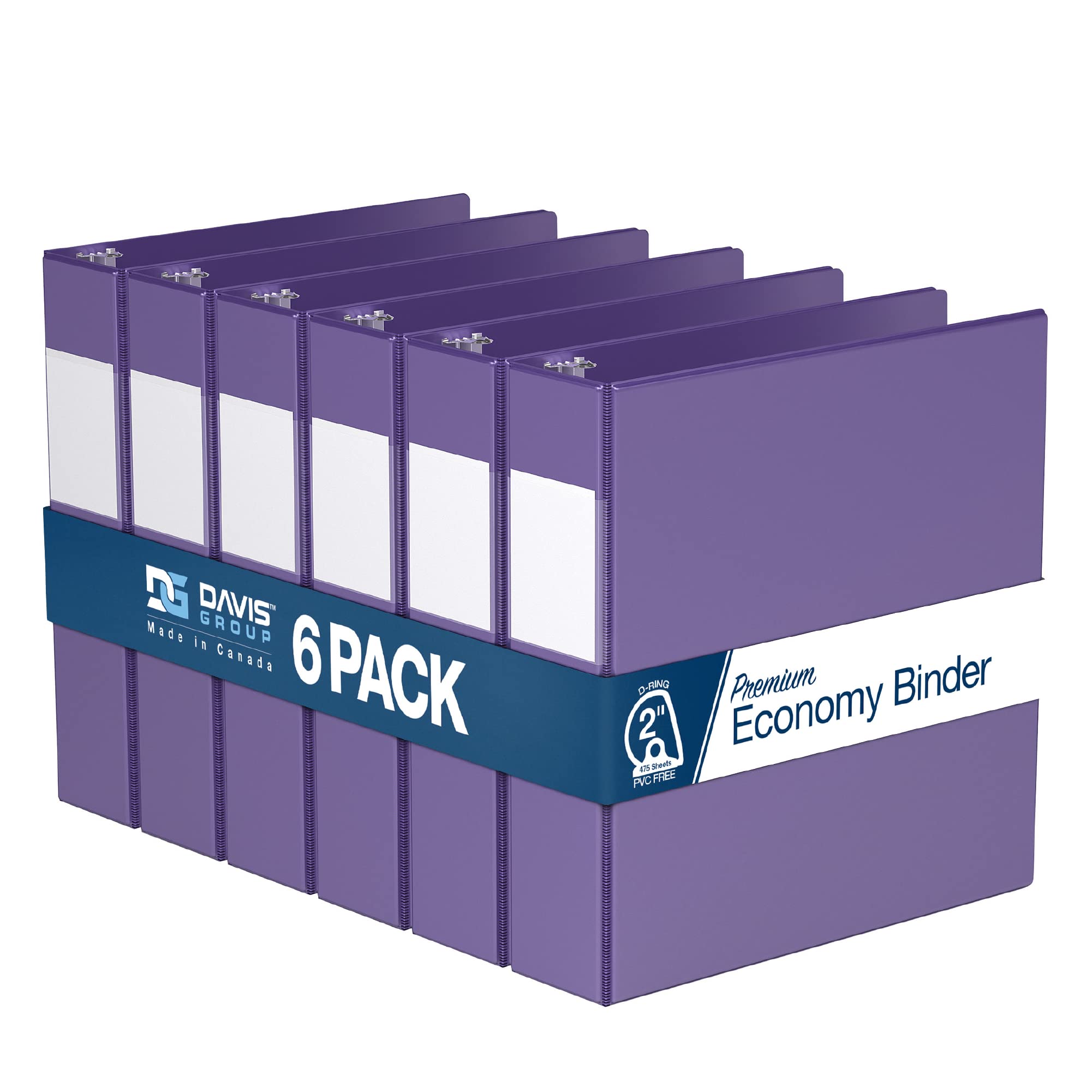 Premium Economy 6-Pack 3-Ring Binders For School Or Office, D-Ring Binders, 2 Inch, Purple