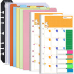 Rancco A6 Monthly Planner Inserts - 90 Pages, Colorful 6-Ring Binder, Undated, PVC Pouch, Ruler, Index Tab, Model OFFBRNRP-A6MP
